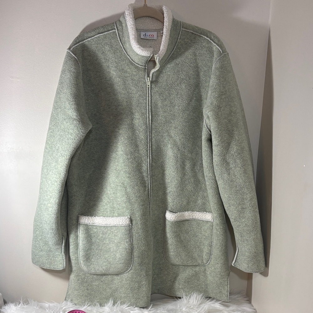 D&co Women's Sage Green Warm Teddy Jacket